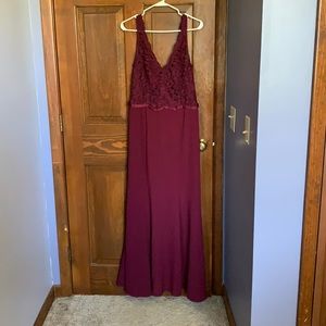 Wine V-Neck Bridesmaid Dress